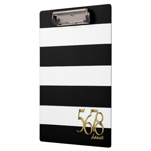 ダンスのテンポ数ストライプを持つ白黒の クリップボード (左)