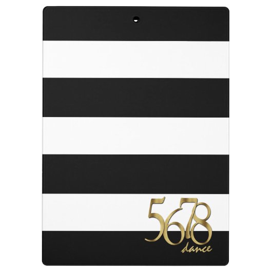 ダンスのテンポ数ストライプを持つ白黒の クリップボード (裏面)