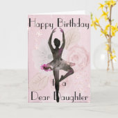 ダンスのバレリーナのダンス!! 娘の挨拶状 カード (黄色い花)