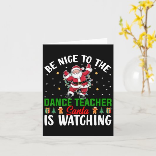 ダンスの先生に優しくしてね サンタは見てるよ クリスマス カード (黄色い花)