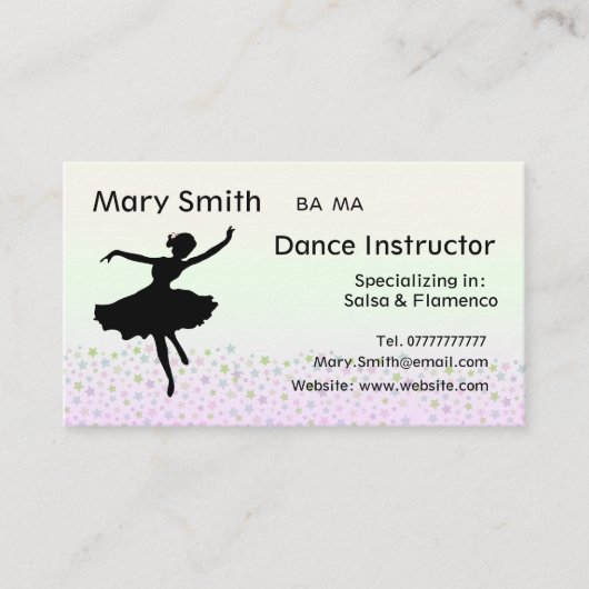 ダンスの先生/踊りのインストラクターの名刺 名刺 (正面)
