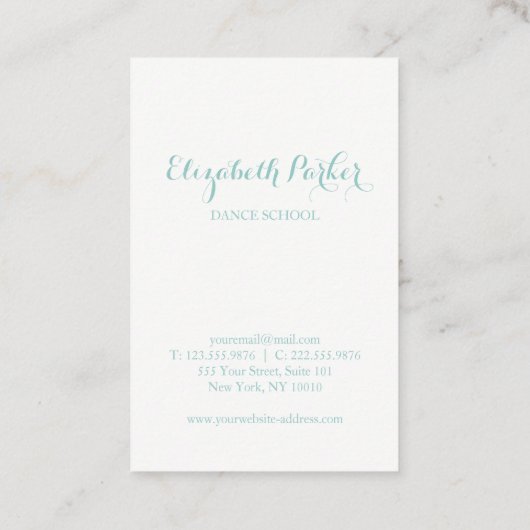 ダンスの学校教師の名刺 名刺 (裏面)