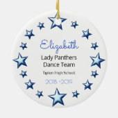 ダンスの応援のブロンドの青および黒い セラミックオーナメント (裏面)
