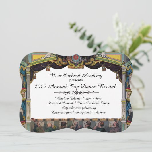 ダンスの演奏会のヴィンテージの劇場の招待状 招待状 (スタンド正面)