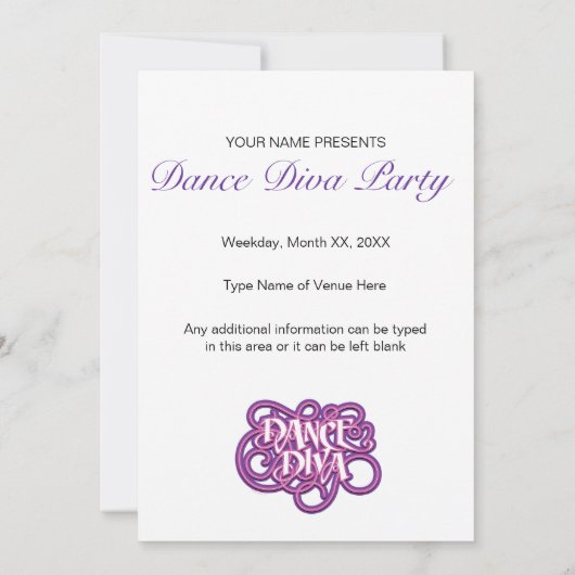 ダンスの花型女性歌手の招待状 招待状 (裏面)