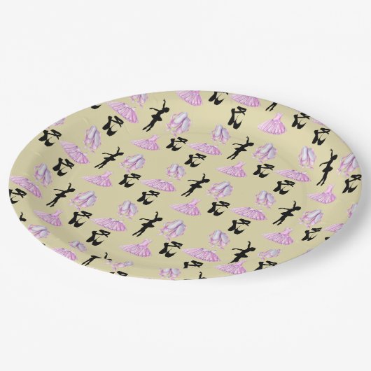 ダンスの衣装とバレリーナを着たバレエパターン ペーパープレート (アングル)