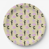 ダンスの衣装とバレリーナを着たバレエパターン ペーパープレート (正面)
