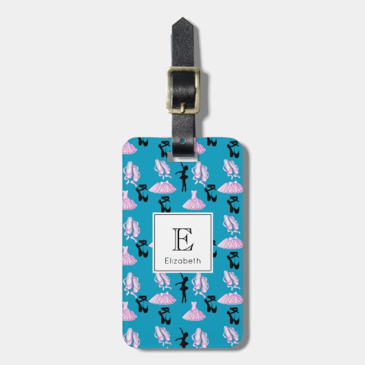 ダンスの衣装とバレリーナを着たバレエパターン ラゲッジタグ (正面縦)