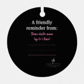 ダンスの親オーディエンスエチケットピンク メタルオーナメント (裏面)