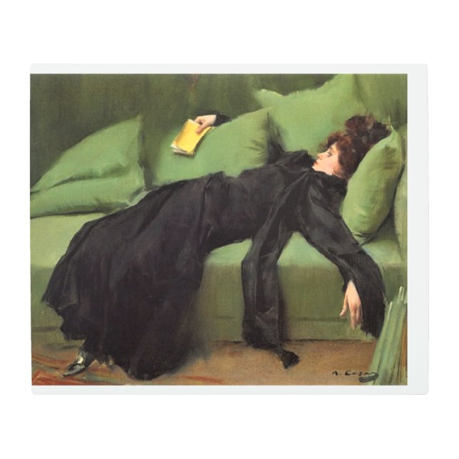 ダンスの陶芸のティルの後の退廃的な若い女性 メタルプリント (正面)