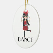 ダンスの20年代の衣裳の大きい目のフラッパーの女の子 セラミックオーナメント (左)