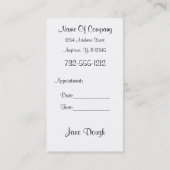 ダンスのPilatesのダンスのアポイントメントカード 予約カード (裏面)