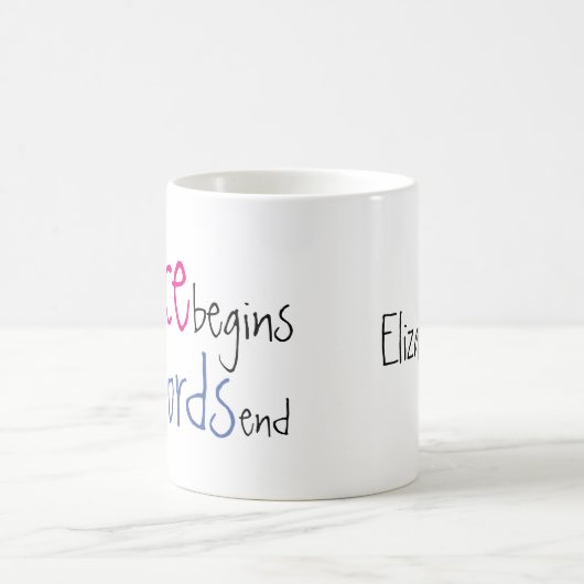ダンスは単語が名前をカスタムするをどこに終えるか始めます コーヒーマグカップ (中央)