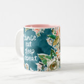 ダンスは睡眠の繰り返しのカラフルでかわいらしい花のマグを食べます ツートーンマグカップ (正面左)