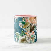 ダンスは睡眠の繰り返しのカラフルでかわいらしい花のマグを食べます ツートーンマグカップ (中央)