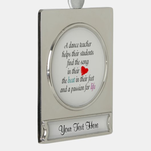 ダンスを教えることを愛して下さい シルバープレートバナーオーナメント (右)