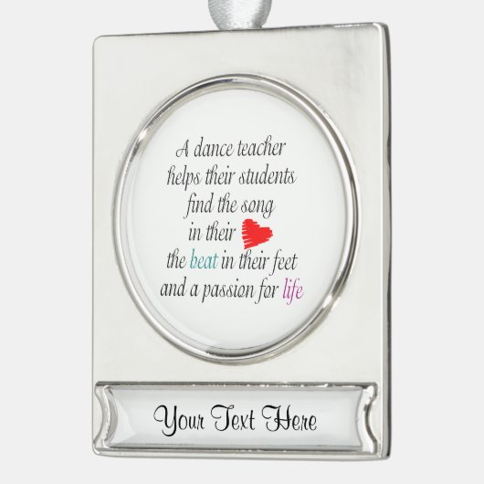 ダンスを教えることを愛して下さい シルバープレートバナーオーナメント (左)