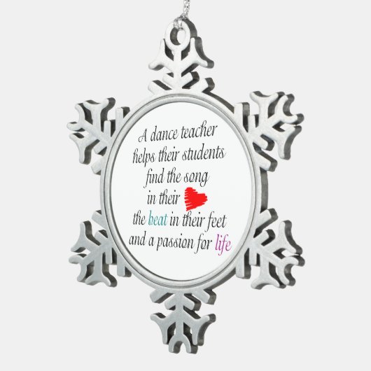 ダンスを教えることを愛して下さい スノーフレークピューターオーナメント (右)