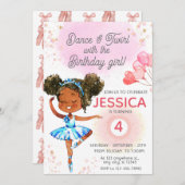ダンスアンドトワイルピンクガールカスタム誕生日 招待状 (正面/裏面)