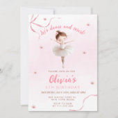 ダンスアンドトワイルリトルバレリーナガール誕生日 招待状 (正面)