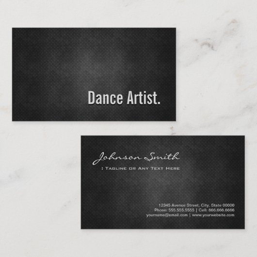 ダンスアーティストカッコいいブラックメタルシンプル 名刺 (正面/裏面)
