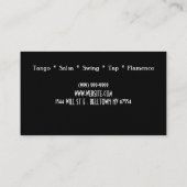 ダンスインストラクタースタジオレッスンビジネスカード 名刺 (裏面)