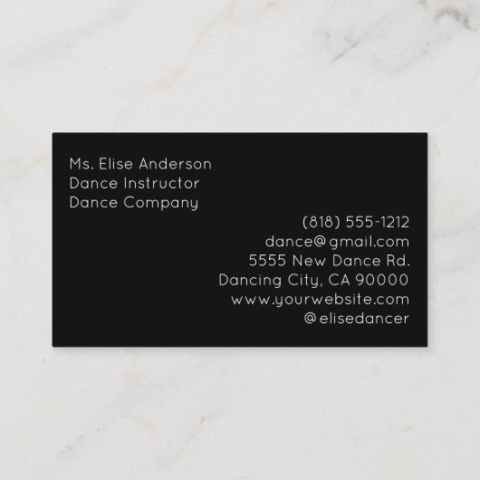 ダンスインストラクターバレエバレエバレリーナ先生 名刺 (裏面)