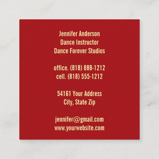 ダンスインストラクターフラメンコバンド スクエア名刺 (裏面)