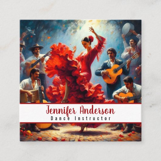 ダンスインストラクターフラメンコバンド スクエア名刺 (正面)