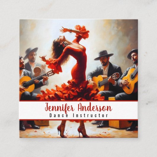 ダンスインストラクターフラメンコバンド スクエア名刺 (正面)