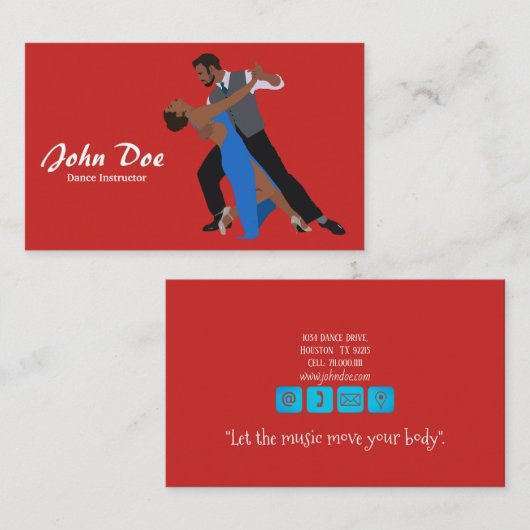 ダンスインストラクターラテンビジネスカード 名刺 (正面/裏面)