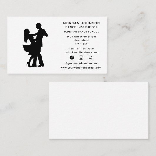 ダンスインストラクター社交ダンス踊りソーシャルメディア 名刺 (正面/裏面)
