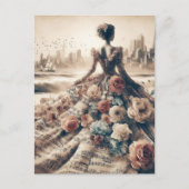 ダンスウーマンミュージックコラージュ ポストカード (正面)