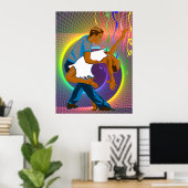 ダンスカップルパーティーシーンのネオンカラー ポスター (ホームオフィス)