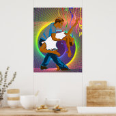 ダンスカップルパーティーシーンのネオンカラー ポスター (キッチン)