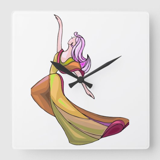 ダンスカラフル抽象芸術壁時計 スクエア壁時計 (正面)