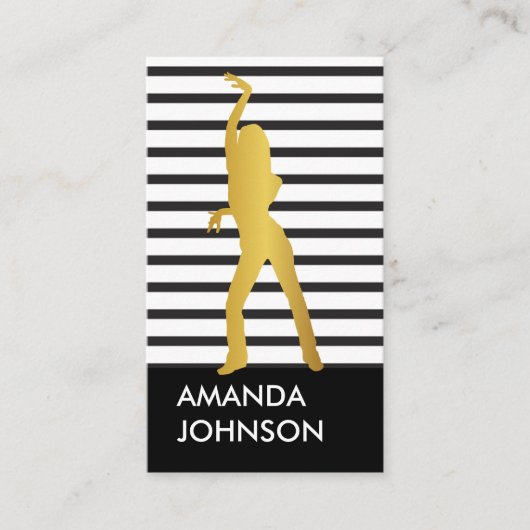 ダンスガーリースクール白黒ストライプ 名刺 (正面)