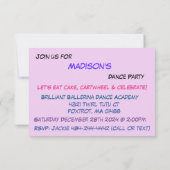 ダンスグリッターグラデーション誕生日パーティーの招待 招待状 (裏面)