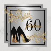 ダンスシューズ - 素敵な60歳の誕生日パーティー招待状 招待状 (正面/裏面)