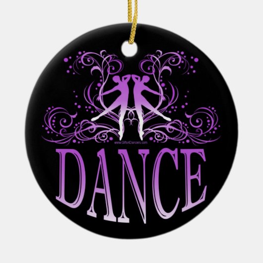 ダンススクロール磁器のオーナメント(紫色) セラミックオーナメント (正面)