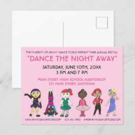 ダンススクールスタジオアニュアルリサイタルショーケース インビテーションポストカード