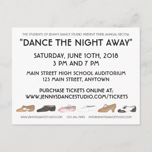 ダンススクールスタジオアニュアルリサイタルショーケース インビテーションポストカード (正面)
