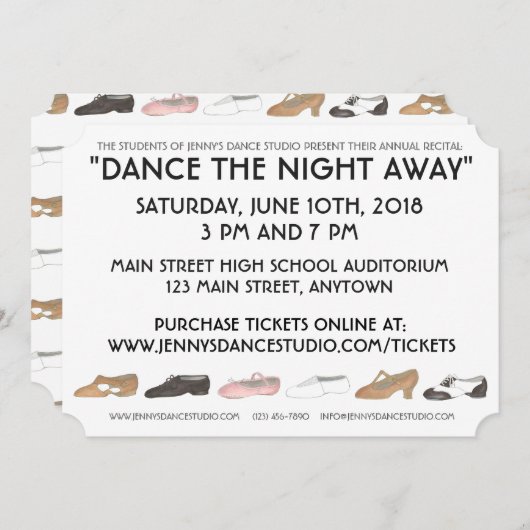 ダンススクールスタジオ年次発表会ショーケース 招待状 (正面/裏面)