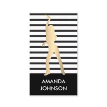 ダンススクール白黒ストライプQRコード金ゴールド