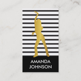 ダンススクール白黒ストライプQRコード 名刺