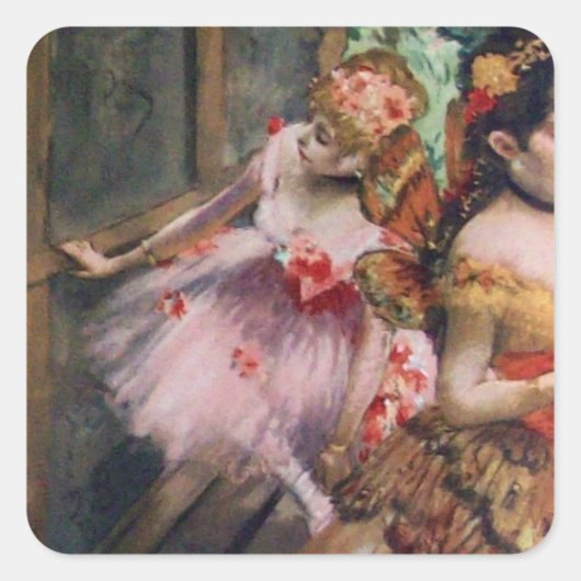 ダンススクール/バレリーナバレエダンサーのピンク スクエアシール (正面)