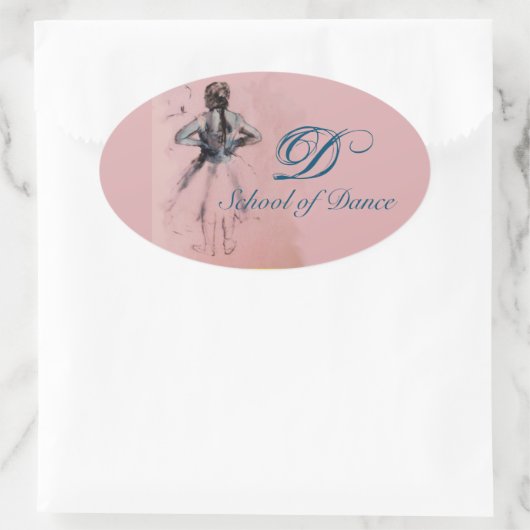 ダンススクール/バレリーナバレエダンサーモノグラム 楕円形シール (バッグ)