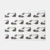 ダンススタジオセンターブラック&ホワイトタップシューデコール ドアマット (正面)