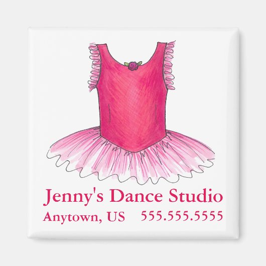 ダンススタジオピンクバレエバレエバレリナツチュチュコスチューム マグネット (正面)