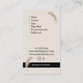 ダンススタジオフェザーパーソナライズされた 名刺 (裏面)